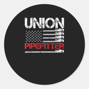 Sticker Rond Union Pipefitter Union Fort États-Unis Drapeau amé