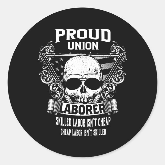 Sticker Rond Union Worker Co Union Ouvrier Noir Petit (Devant)