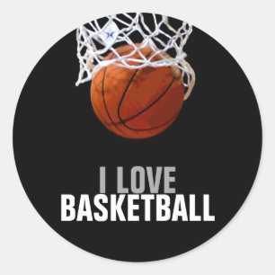 Sticker Rond Unique Moderne I Love Basketball