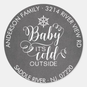 Sticker Rond Unique Rond Baby It's Cold Outside Return Adresse