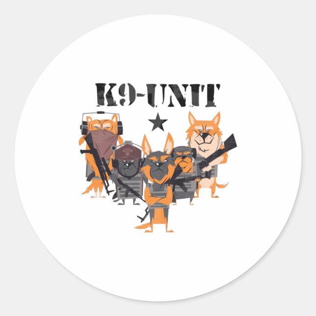 Sticker Rond Unité de chiens de police K9 (Devant)