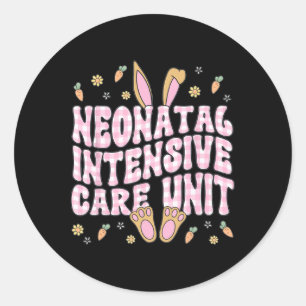 Sticker Rond Unité de soins intensifs néonatals Bunny de Pâques