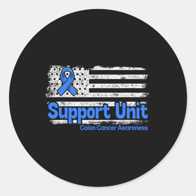 Sticker Rond Unité de soutien contre le cancer du côlon Drapeau (Devant)