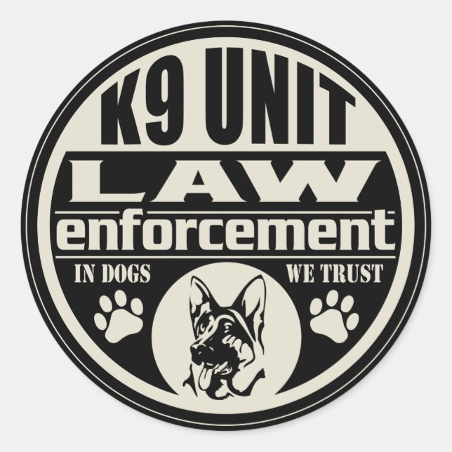 Sticker Rond Unité K9 Chez Les Chiens Que Nous Croyons (Devant)
