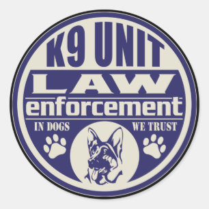 Sticker Rond Unité K9 En Chiens Nous Avons Confiance En Bleu