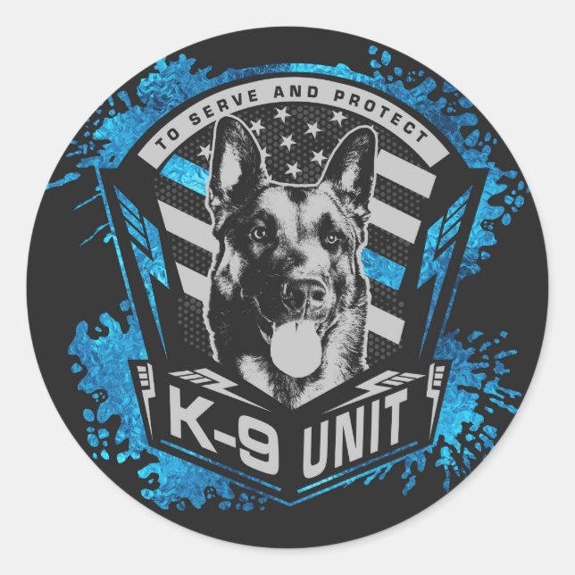 Sticker Rond Unité K9 - Malinois - berger belge (Devant)