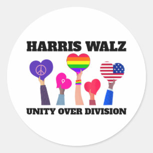 Sticker Rond Unité sur la division Kamala Harris Tim Walz