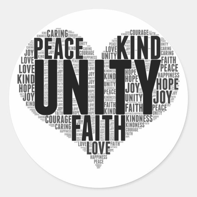 Sticker Rond Unity Wordcloud Be Kind Stop Buller Orange Unity (Devant)