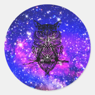 Sticker Rond Univers de chouette celtique