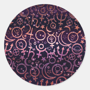 Sticker Rond Univers Spatial Planétaire de Planètes Brillantes 