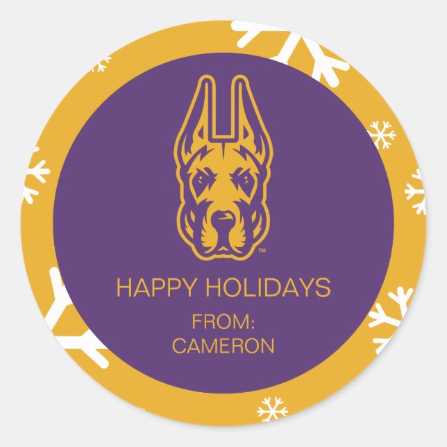 Sticker Rond Université d'Albany Chef de la mascotte Great Dane (Devant)