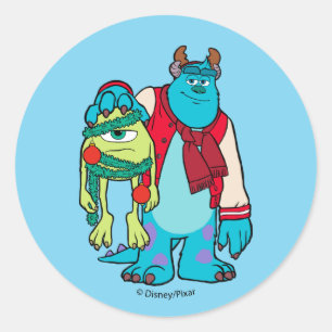 Sticker Rond Université Monsters   Mike & Sulley Holiday Cheer