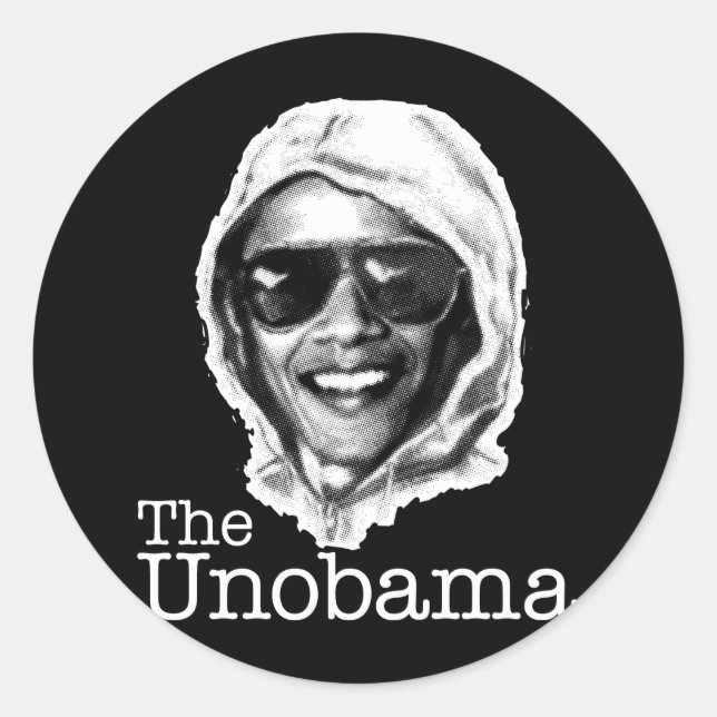 Sticker Rond UnObama - Obama Unabomber, jumeau diabolique (Devant)