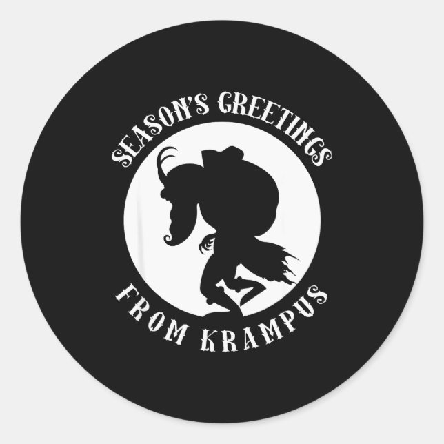Sticker Rond Unruly Greetings From Krampus Christmas Apparel Me (Devant)