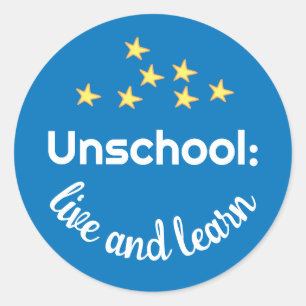Sticker Rond Unschool Live and Learn with Stars