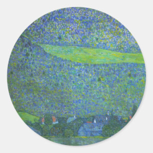 Sticker Rond Unterach au lac d'Attersee par Klimt, Art nouveau 