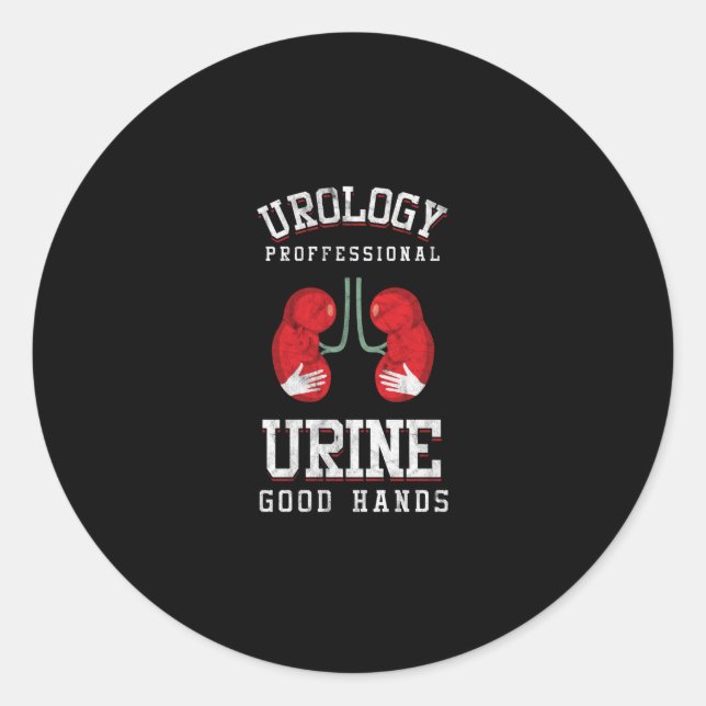 Sticker Rond Urine Urine à bonnes mains Urologie Puns Urologie (Devant)