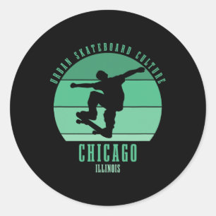 Sticker Rond Urne de skateboard de Chicago Illinois Skateboard