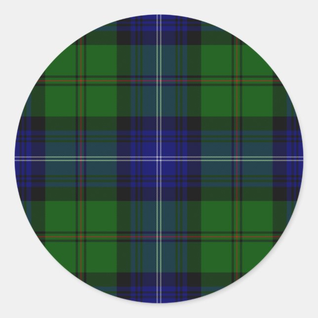 Sticker Rond Urquhart tartan bleu vert plaid (Devant)