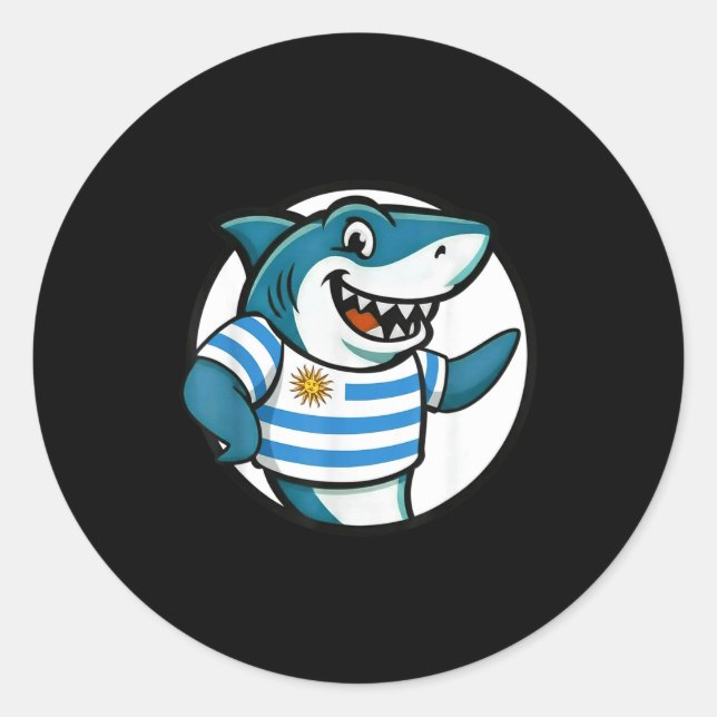 Sticker Rond Uruguay Flag Shark Funny Uruguayan  (Devant)