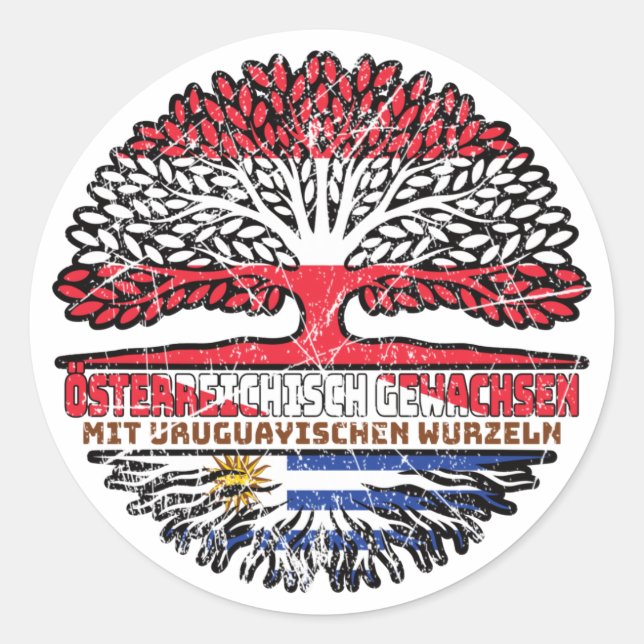 Sticker Rond Uruguay Uruguayen Autriche Arbre (Devant)