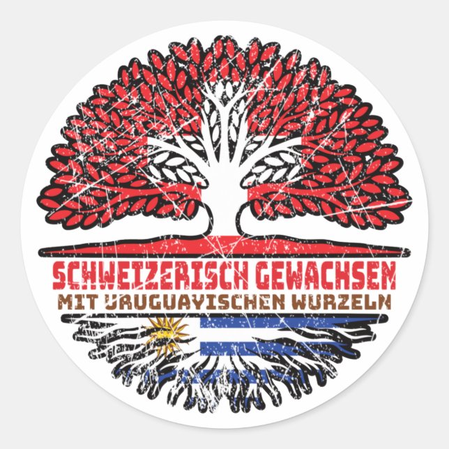 Sticker Rond Uruguay Uruguayisch Schweizer Schweiz Baum Wurzel (Devant)