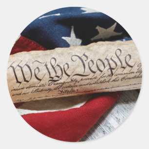 Sticker Rond US Constitution and Flag