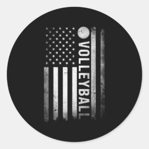 Sticker Rond US Volleball Practice USA Drapeau American Women M