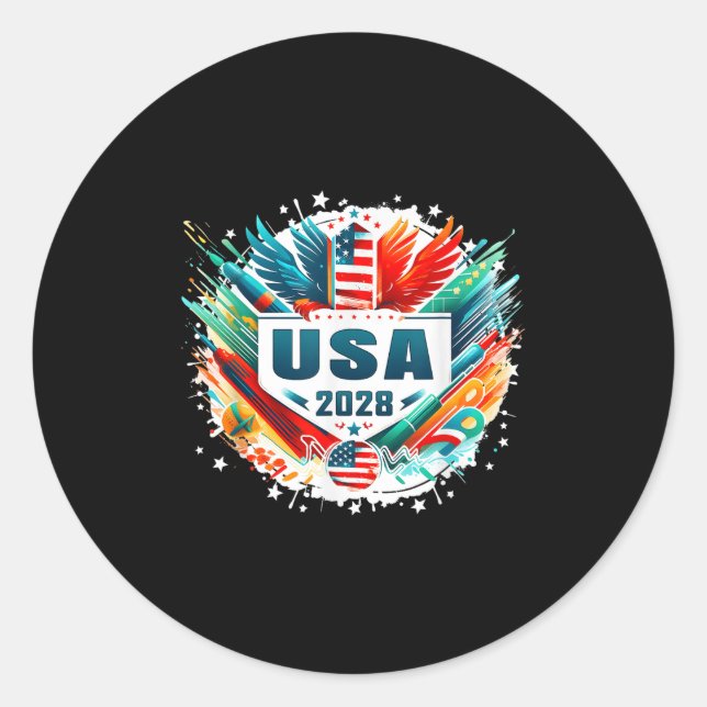 Sticker Rond Usa 2028 Go United States Srt Usa Team 2028 Usa  (Devant)