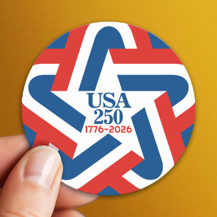 Sticker Rond USA 250 - 1776-2026 Conception d'étoile vintage