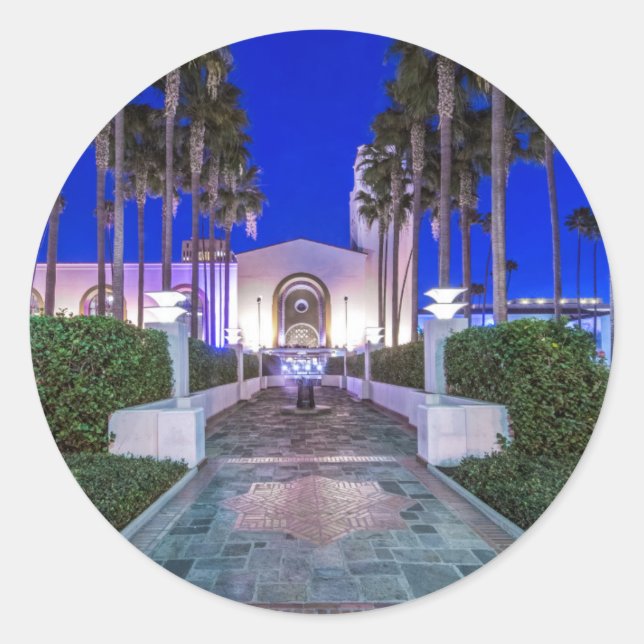 Sticker Rond USA, Californie, Los Angeles, Union Station (Devant)