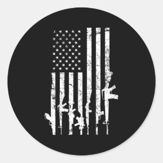 Sticker Rond Usa Distressed Guns Pro Gun 2Nd Ajouter Sur Le Dos