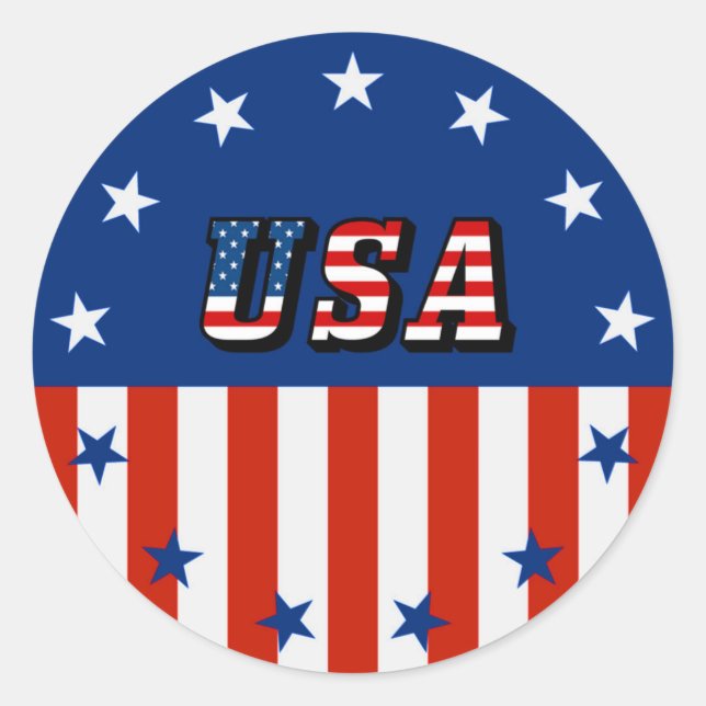 Sticker Rond USA - Drapeau américain et étoiles en cercle (Devant)