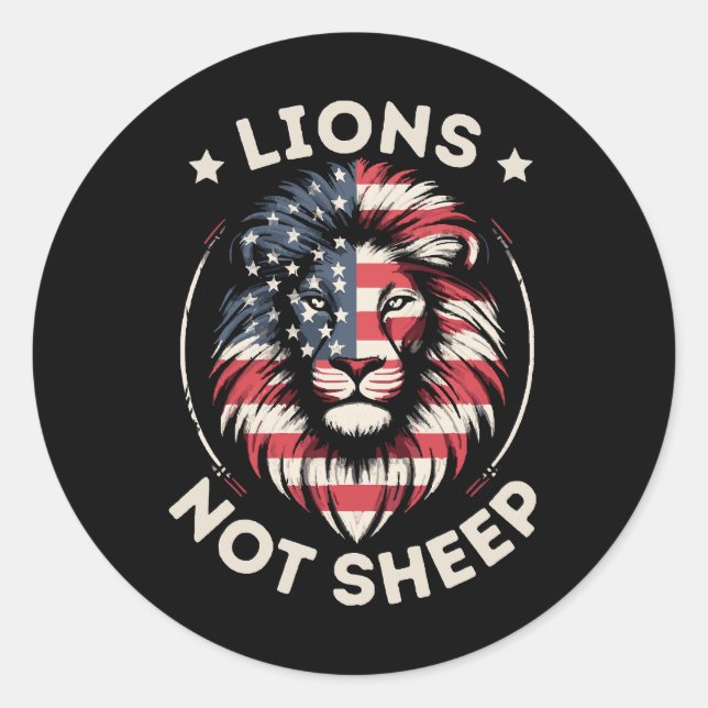 STICKER ROND USA FLAG, LIONS NON SHEEP (Devant)
