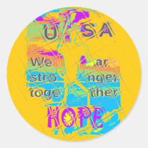 Sticker Rond USA Hope : Conception texturée colorée