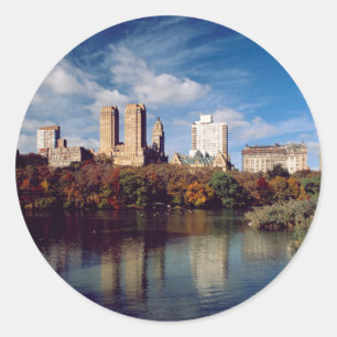 Sticker Rond USA, New York City, Central Park, Lac
