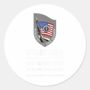 Sticker Rond Usa Secret Pensée Police East German Surveillance