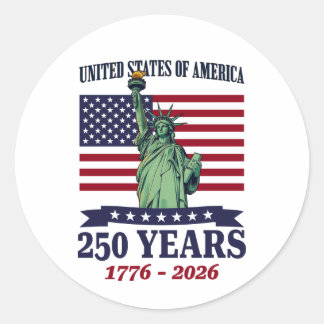 Sticker Rond USA Statue of Liberty 250 Years 1776-2026