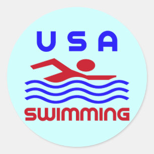 STICKER ROND USA SWIMMINING