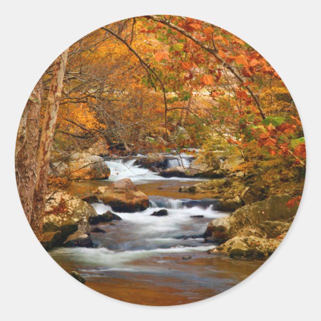 Sticker Rond USA, Tennessee. Ruisseau Rushing Mountain (Devant)