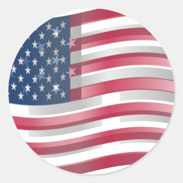 Sticker Rond USA Unites : Stripes & Stars en Gras Design (Devant)