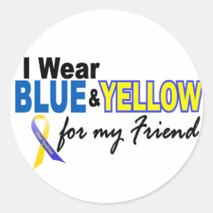 Sticker Rond Usage de syndrome de Down I bleu et jaune pour mon