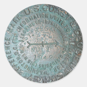 Sticker Rond USGS Benchmark, St. Regis Mountain Geodetic Survey