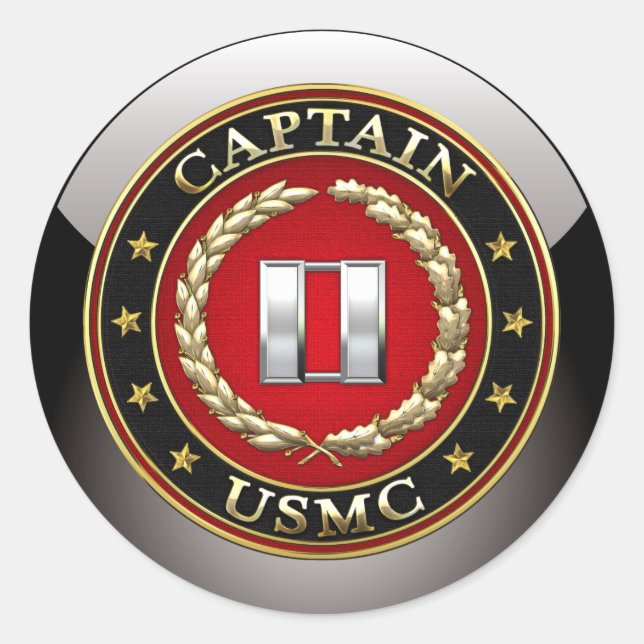 Sticker Rond USMC Capt [3D] (Devant)