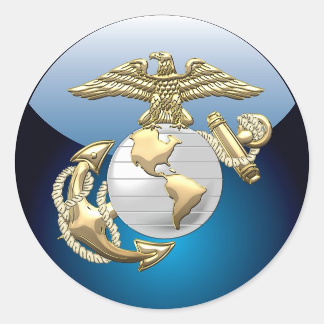 Sticker Rond USMC Eagle, Globe & Ancre (EGA) [3D] (Devant)