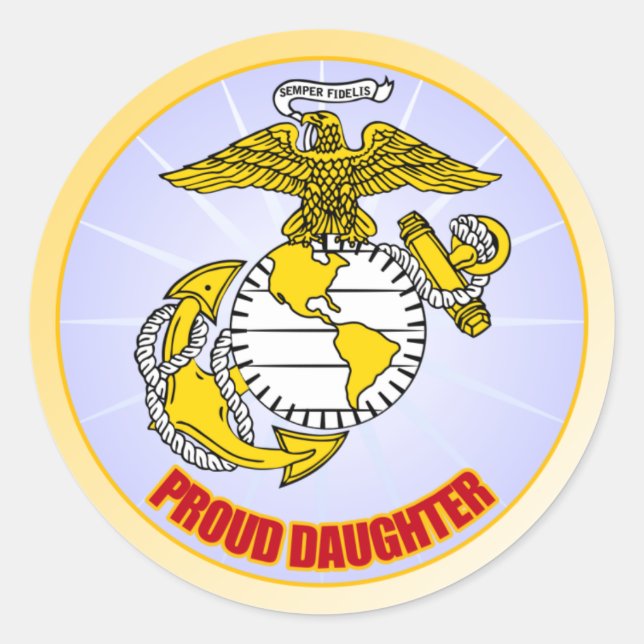 Sticker Rond USMC Fier fille (Devant)