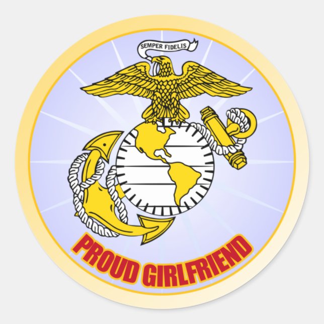 Sticker Rond USMC Fière amie (Devant)