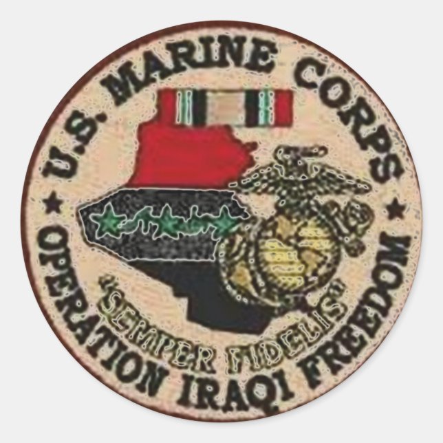 STICKER ROND USMC IRAQ VETERAN (Devant)