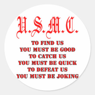 Sticker Rond USMC pour nous attraper ou nous vaincre