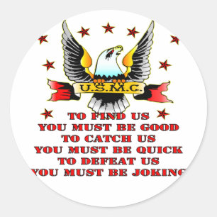 Sticker Rond USMC Retrouvez-nous Attrapez-nous Défaites-nous Vo